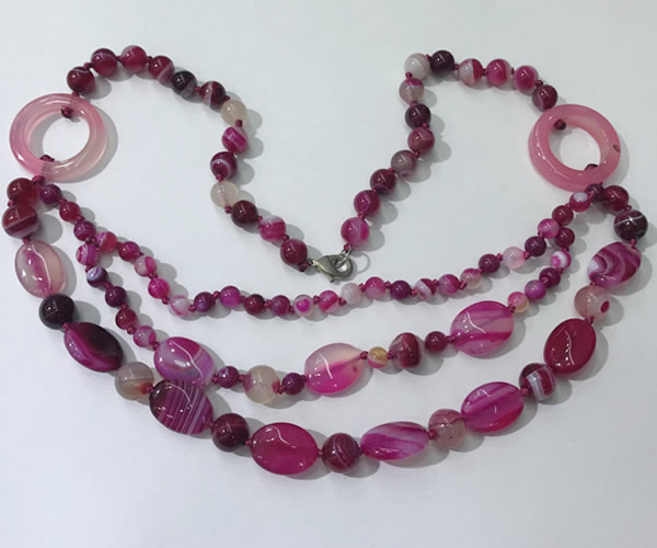 CGN598 23.5 inches striped agate gemstone beaded necklaces