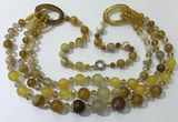 CGN612 24 inches chinese crystal & striped agate beaded necklaces