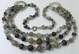 CGN620 24 inches chinese crystal & striped agate beaded necklaces