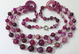 CGN623 24 inches chinese crystal & striped agate beaded necklaces