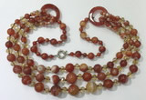 CGN625 24 inches chinese crystal & striped agate beaded necklaces