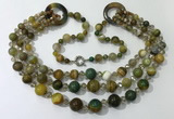 CGN629 24 inches chinese crystal & striped agate beaded necklaces