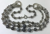 CGN638 24 inches chinese crystal & striped agate beaded necklaces