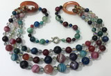 CGN643 24 inches chinese crystal & striped agate beaded necklaces