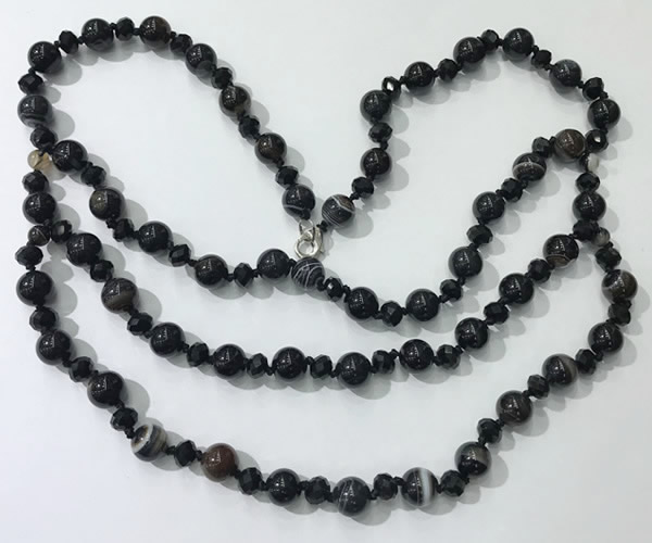 CGN659 22 inches chinese crystal & striped agate beaded necklaces