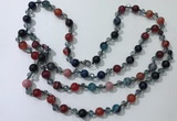 CGN661 22 inches chinese crystal & striped agate beaded necklaces