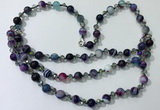 CGN662 22 inches chinese crystal & striped agate beaded necklaces