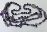 CGN680 23.5 inches chinese crystal & amethyst beaded necklaces