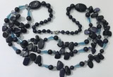 CGN683 23.5 inches chinese crystal & blue goldstone beaded necklaces