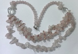 CGN695 22.5 inches chinese crystal & rose quartz beaded necklaces