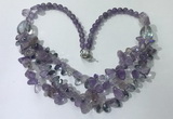 CGN696 22.5 inches chinese crystal & amethyst beaded necklaces