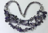 CGN697 22.5 inches chinese crystal & amethyst beaded necklaces