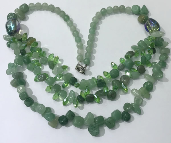 CGN699 22.5 inches chinese crystal & green aventurine beaded necklaces