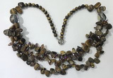 CGN702 22.5 inches chinese crystal & yellow tiger eye beaded necklaces