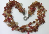 CGN712 22 inches fashion 3 rows red agate beaded necklaces