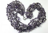 CGN721 19.5 inches stylish 6 rows amethyst chips necklaces