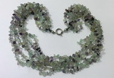 CGN725 19.5 inches stylish 6 rows fluorite chips necklaces