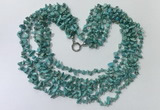 CGN727 19.5 inches stylish 6 rows turquoise chips necklaces