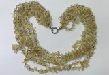 CGN733 19.5 inches stylish 6 rows citrine chips necklaces