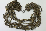 CGN747 19.5 inches stylish 8 rows yellow tiger eye chips necklaces