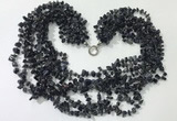 CGN748 19.5 inches stylish 8 rows blue goldstone chips necklaces