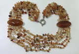 CGN762 20 inches stylish 6 rows red agate chips necklaces