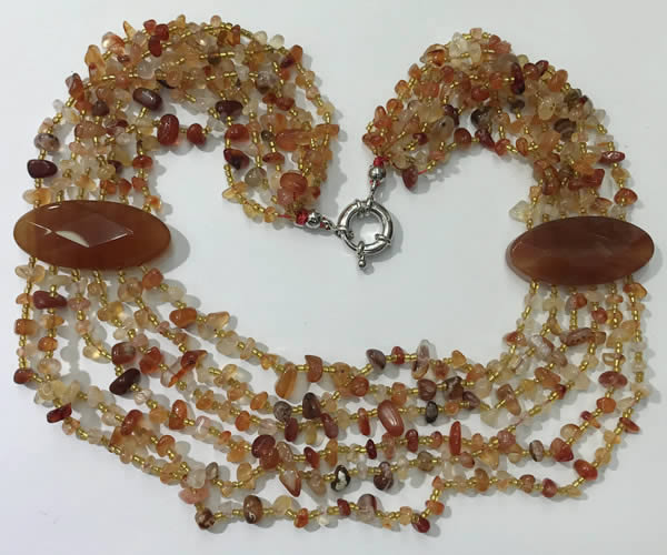 CGN762 20 inches stylish 6 rows red agate chips necklaces