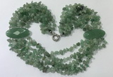 CGN765 20 inches stylish 6 rows green aventurine chips necklaces