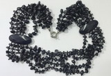 CGN767 20 inches stylish 6 rows blue goldstone chips necklaces