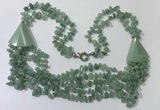 CGN785 23.5 inches stylish green aventurine chips necklaces