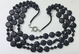 CGN801 23.5 inches stylish 3 rows round & coin blue goldstone necklaces