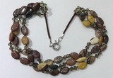 CGN808 23.5 inches 3 rows chinese crystal & mookaite necklaces