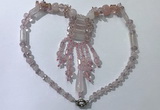 CGN810 19.5 inches chinese crystal & rose quartz statement necklaces