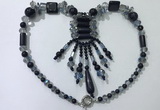 CGN813 19.5 inches chinese crystal & blue goldstone statement necklaces