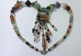 CGN818 19.5 inches chinese crystal & mixed gemstone statement necklaces