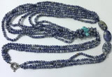 CGN848 30 inches trendy blue spot stone long beaded necklaces