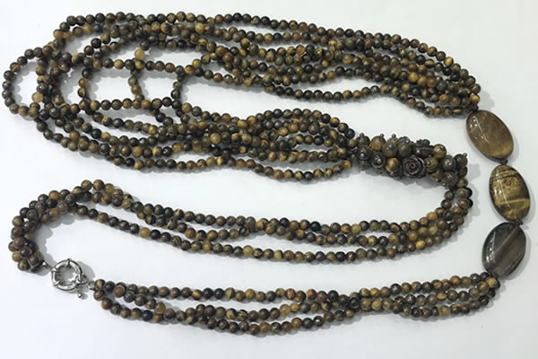 CGN854 30 inches trendy yellow tiger eye long beaded necklaces