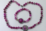 CGN872 19.5 inches 8mm round striped agate jewelry sets