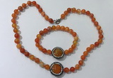 CGN873 19.5 inches 8mm round striped agate jewelry sets