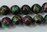 CGO04 15.5 inches 10mm round gold multi-color stone beads