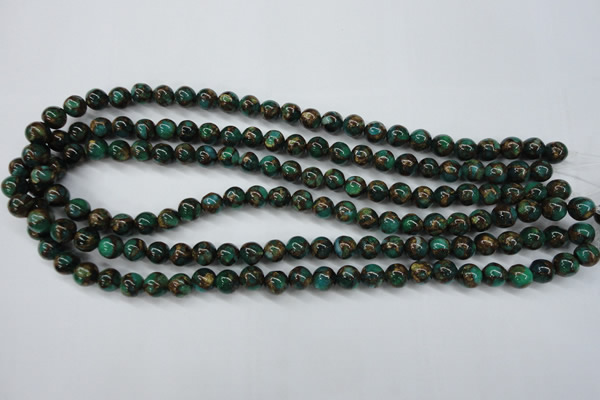 CGO100 15.5 inches 4mm round gold green color stone beads