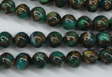 CGO101 15.5 inches 6mm round gold green color stone beads