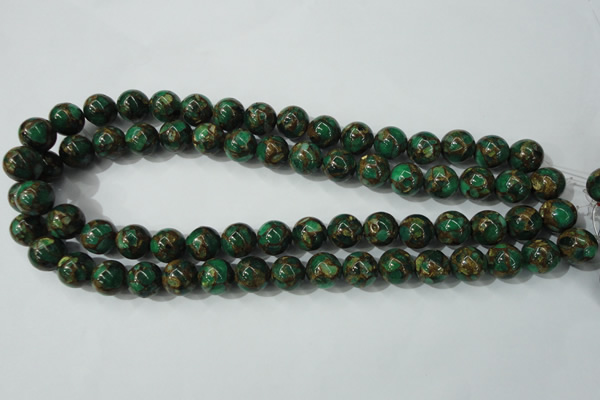 CGO103 15.5 inches 10mm round gold green color stone beads