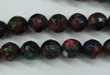 CGO11 15.5 inches 6mm faceted round gold multi-color stone beads