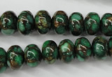 CGO122 15.5 inches 8*12mm rondelle gold green color stone beads