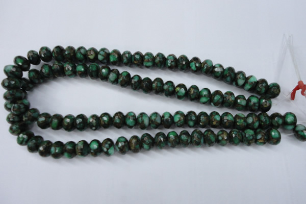 CGO125 15.5 inches 8*12mm faceted rondelle gold green color stone beads