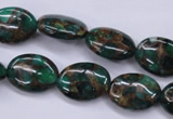 CGO146 15.5 inches 10*14mm oval gold green color stone beads