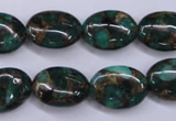 CGO148 15.5 inches 13*18mm oval gold green color stone beads