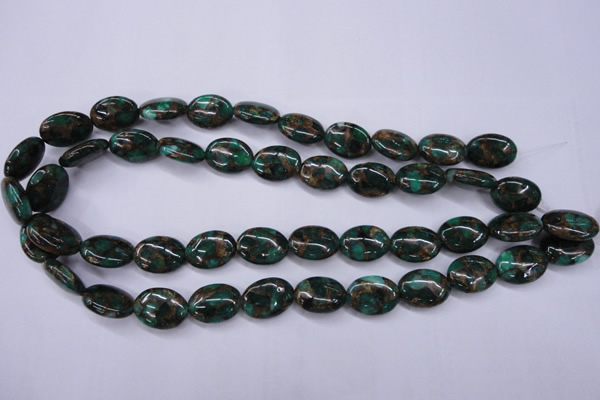 CGO148 15.5 inches 13*18mm oval gold green color stone beads