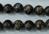 CGO164 15.5 inches 12mm round gold blue color stone beads